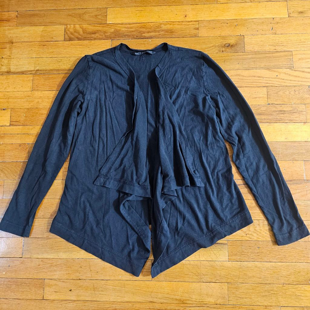 Pact Black Draped Cardigan Sweater Women's Small